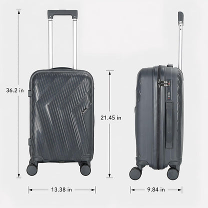 20 In Carry On Luggage with TSA Lock, 22x14x9 Airline Approved Hardside Suitcase, Lightweight PP Travel Luggage with 360° Silent Spinner Wheels, Anti-Burst Zipper for Business (Rose Chevron)