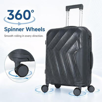 20 In Carry On Luggage with TSA Lock, 22x14x9 Airline Approved Hardside Suitcase, Lightweight PP Travel Luggage with 360° Silent Spinner Wheels, Anti-Burst Zipper for Business (Rose Chevron)