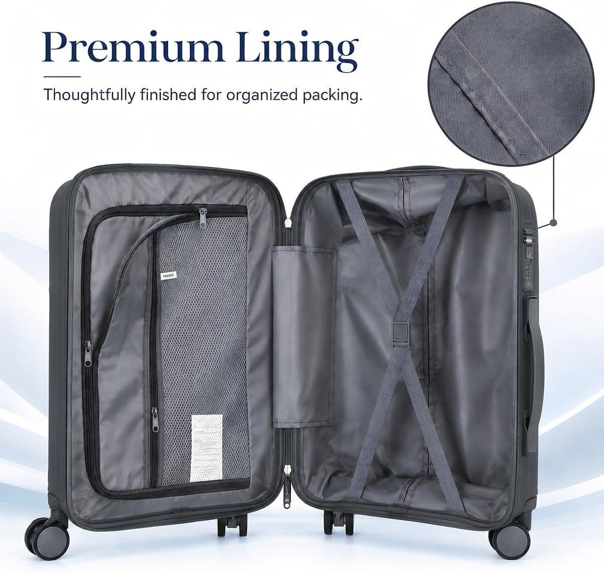 20 In Carry On Luggage with TSA Lock, 22x14x9 Airline Approved Hardside Suitcase, Lightweight PP Travel Luggage with 360° Silent Spinner Wheels, Anti-Burst Zipper for Business (Rose Chevron)