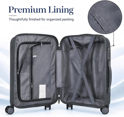 20 In Carry On Luggage with TSA Lock, 22x14x9 Airline Approved Hardside Suitcase, Lightweight PP Travel Luggage with 360° Silent Spinner Wheels, Anti-Burst Zipper for Business (Rose Chevron)