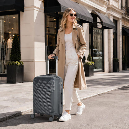 20 In Carry On Luggage with TSA Lock, 22x14x9 Airline Approved Hardside Suitcase, Lightweight PP Travel Luggage with 360° Silent Spinner Wheels, Anti-Burst Zipper for Business (Rose Chevron)