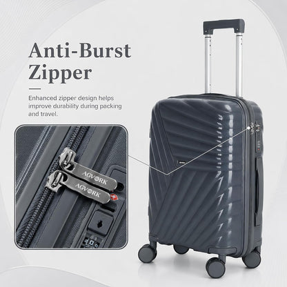 20 In Carry On Luggage with TSA Lock, 22x14x9 Airline Approved Hardside Suitcase, Lightweight PP Travel Luggage with 360° Silent Spinner Wheels, Anti-Burst Zipper for Business (Rose Chevron)