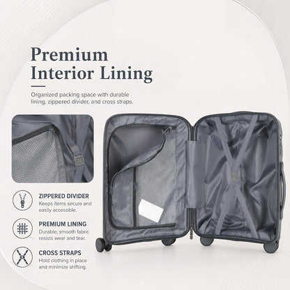 20 In Carry On Luggage with TSA Lock, 22x14x9 Airline Approved Hardside Suitcase, Lightweight PP Travel Luggage with 360° Silent Spinner Wheels, Anti-Burst Zipper for Business (Rose Chevron)