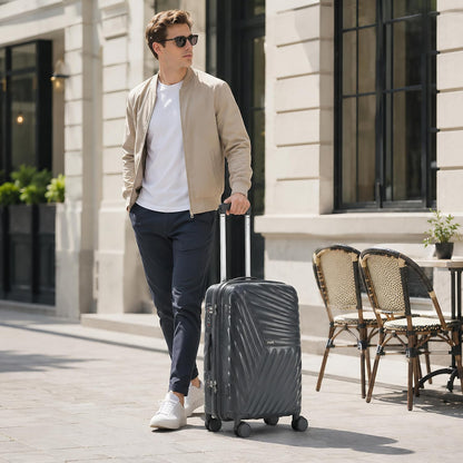 20 In Carry On Luggage with TSA Lock, 22x14x9 Airline Approved Hardside Suitcase, Lightweight PP Travel Luggage with 360° Silent Spinner Wheels, Anti-Burst Zipper for Business (Rose Chevron)