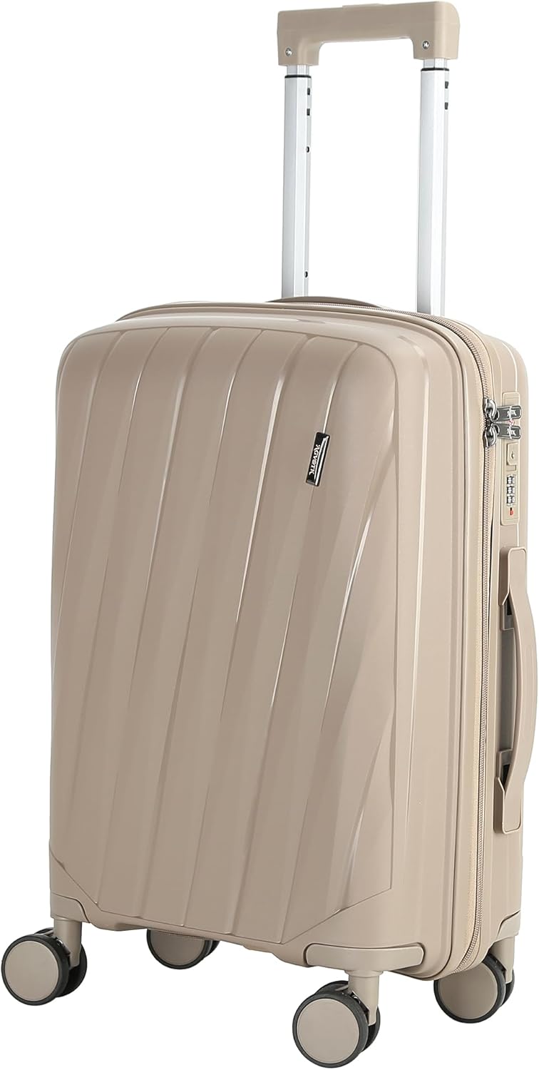 20 In Carry On Luggage with TSA Lock, 22x14x9 Airline Approved Hardside Suitcase, Lightweight PP Travel Luggage with 360° Silent Spinner Wheels, Anti-Burst Zipper for Business (Rose Chevron)