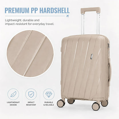 20 In Carry On Luggage with TSA Lock, 22x14x9 Airline Approved Hardside Suitcase, Lightweight PP Travel Luggage with 360° Silent Spinner Wheels, Anti-Burst Zipper for Business (Rose Chevron)