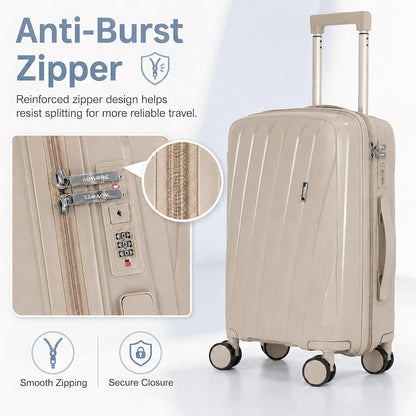 20 In Carry On Luggage with TSA Lock, 22x14x9 Airline Approved Hardside Suitcase, Lightweight PP Travel Luggage with 360° Silent Spinner Wheels, Anti-Burst Zipper for Business (Rose Chevron)