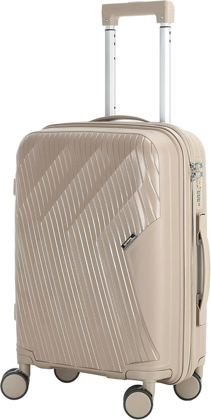 20 In Carry On Luggage with TSA Lock, 22x14x9 Airline Approved Hardside Suitcase, Lightweight PP Travel Luggage with 360° Silent Spinner Wheels, Anti-Burst Zipper for Business (Rose Chevron)