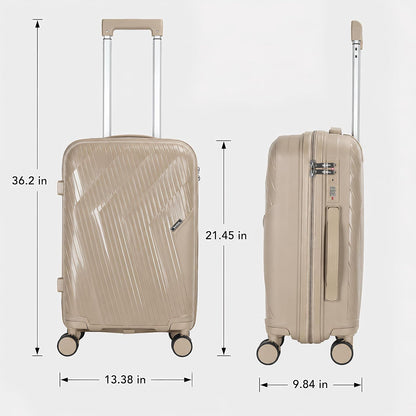 20 In Carry On Luggage with TSA Lock, 22x14x9 Airline Approved Hardside Suitcase, Lightweight PP Travel Luggage with 360° Silent Spinner Wheels, Anti-Burst Zipper for Business (Rose Chevron)