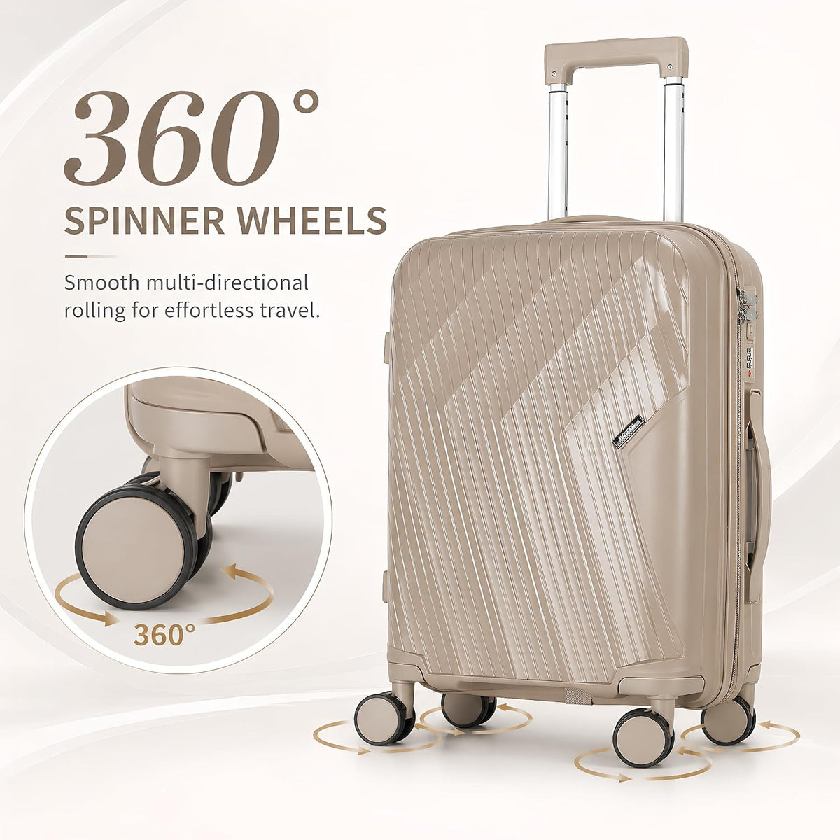 20 In Carry On Luggage with TSA Lock, 22x14x9 Airline Approved Hardside Suitcase, Lightweight PP Travel Luggage with 360° Silent Spinner Wheels, Anti-Burst Zipper for Business (Rose Chevron)