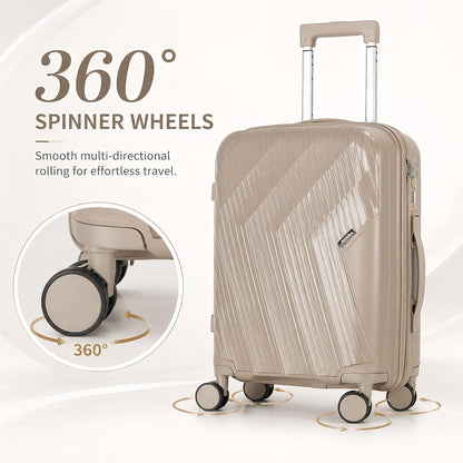 20 In Carry On Luggage with TSA Lock, 22x14x9 Airline Approved Hardside Suitcase, Lightweight PP Travel Luggage with 360° Silent Spinner Wheels, Anti-Burst Zipper for Business (Rose Chevron)