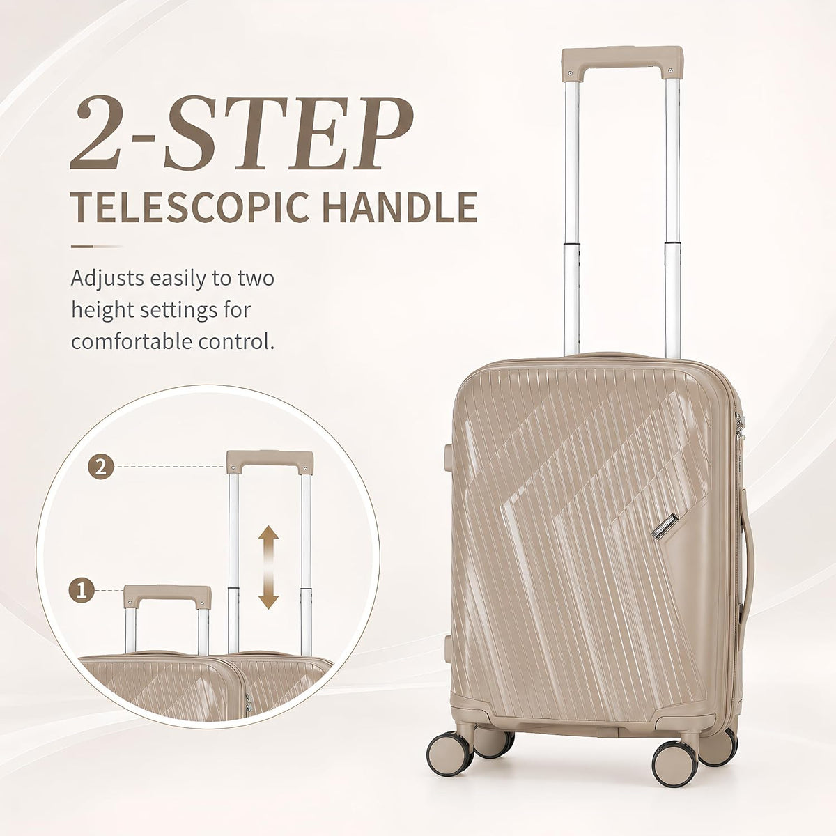 20 In Carry On Luggage with TSA Lock, 22x14x9 Airline Approved Hardside Suitcase, Lightweight PP Travel Luggage with 360° Silent Spinner Wheels, Anti-Burst Zipper for Business (Rose Chevron)