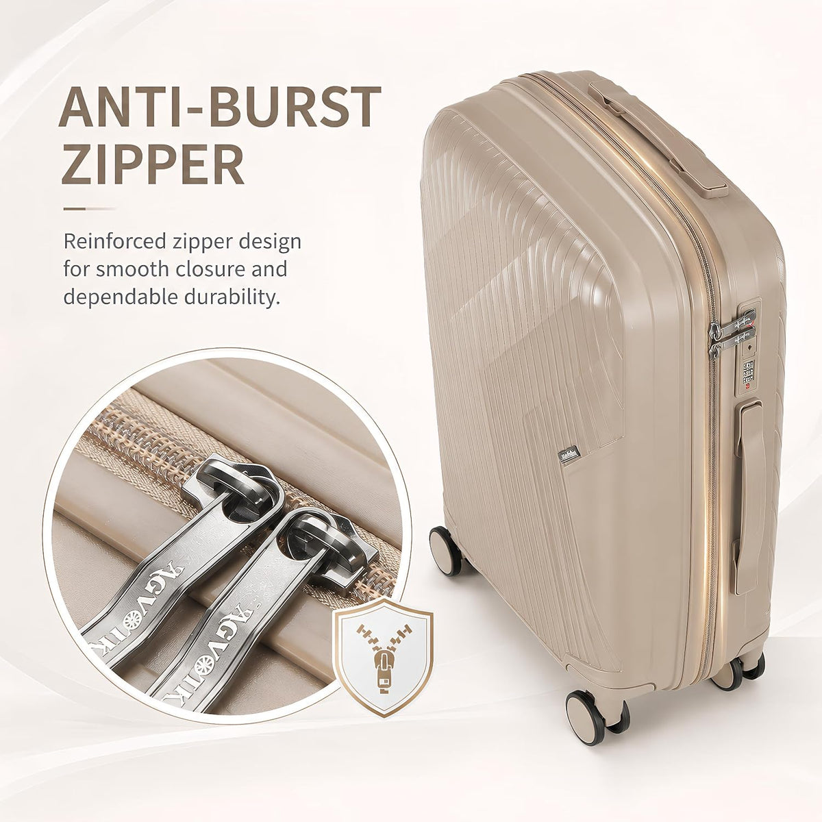 20 In Carry On Luggage with TSA Lock, 22x14x9 Airline Approved Hardside Suitcase, Lightweight PP Travel Luggage with 360° Silent Spinner Wheels, Anti-Burst Zipper for Business (Rose Chevron)