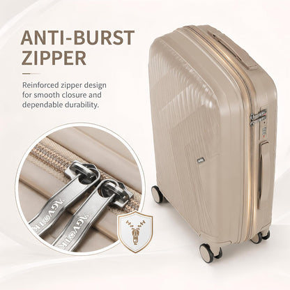 20 In Carry On Luggage with TSA Lock, 22x14x9 Airline Approved Hardside Suitcase, Lightweight PP Travel Luggage with 360° Silent Spinner Wheels, Anti-Burst Zipper for Business (Rose Chevron)