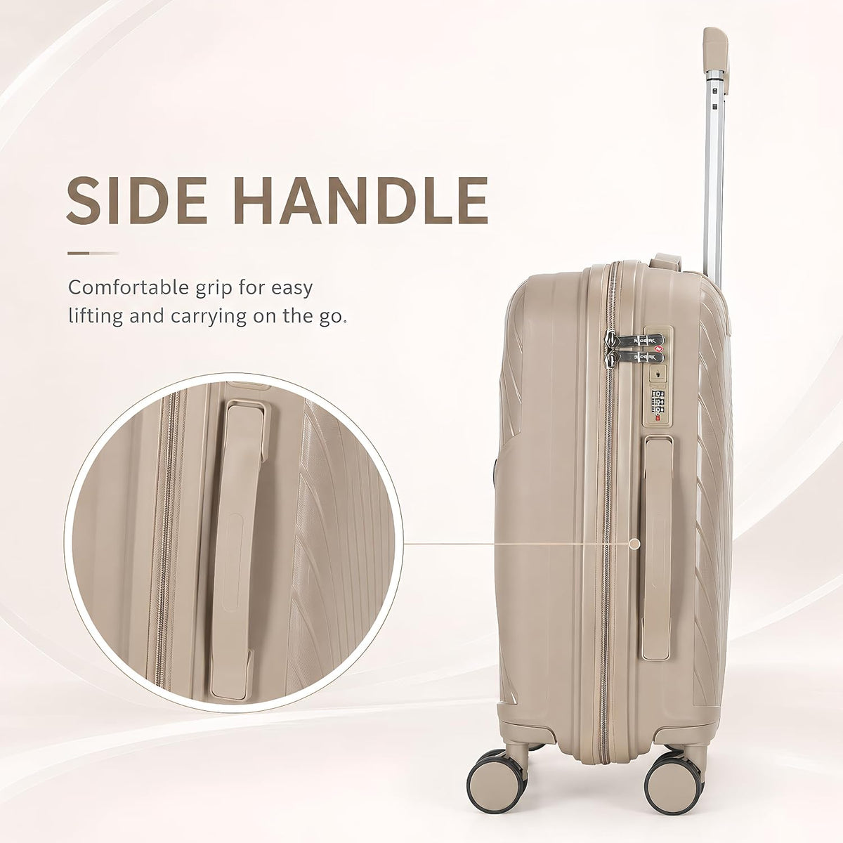 20 In Carry On Luggage with TSA Lock, 22x14x9 Airline Approved Hardside Suitcase, Lightweight PP Travel Luggage with 360° Silent Spinner Wheels, Anti-Burst Zipper for Business (Rose Chevron)