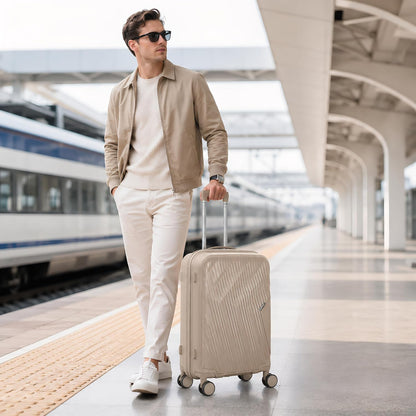 20 In Carry On Luggage with TSA Lock, 22x14x9 Airline Approved Hardside Suitcase, Lightweight PP Travel Luggage with 360° Silent Spinner Wheels, Anti-Burst Zipper for Business (Rose Chevron)