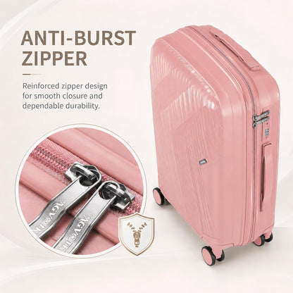 20 In Carry On Luggage with TSA Lock, 22x14x9 Airline Approved Hardside Suitcase, Lightweight PP Travel Luggage with 360° Silent Spinner Wheels, Anti-Burst Zipper for Business (Rose Chevron)