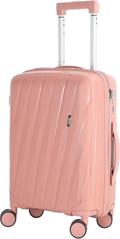 20 In Carry On Luggage with TSA Lock, 22x14x9 Airline Approved Hardside Suitcase, Lightweight PP Travel Luggage with 360° Silent Spinner Wheels, Anti-Burst Zipper for Business (Rose Chevron)