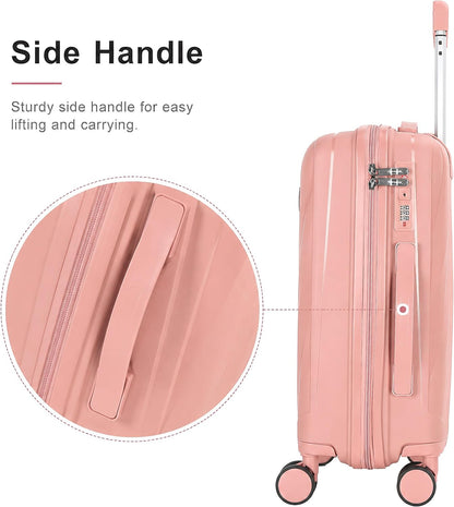 20 In Carry On Luggage with TSA Lock, 22x14x9 Airline Approved Hardside Suitcase, Lightweight PP Travel Luggage with 360° Silent Spinner Wheels, Anti-Burst Zipper for Business (Rose Chevron)