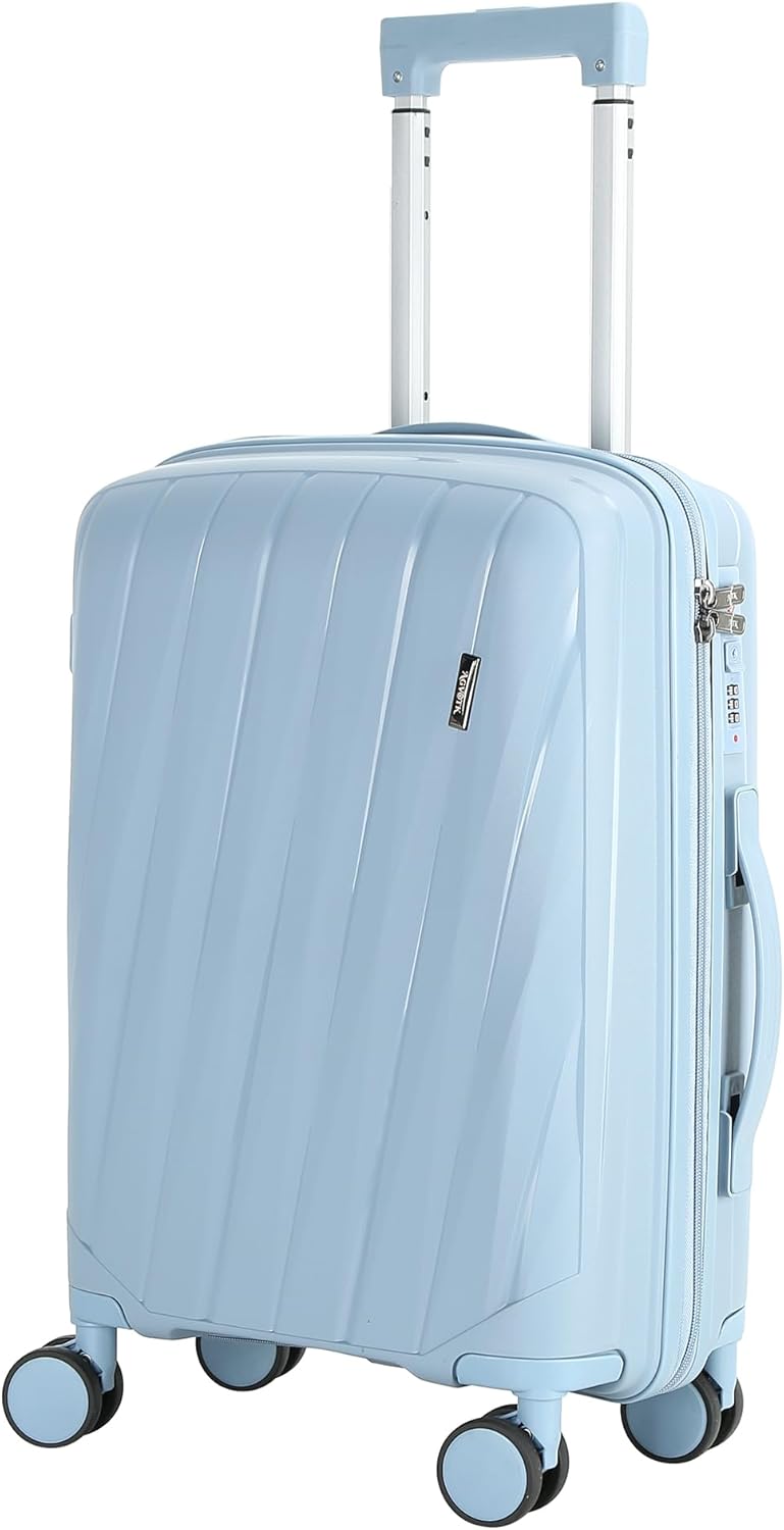 20 In Carry On Luggage with TSA Lock, 22x14x9 Airline Approved Hardside Suitcase, Lightweight PP Travel Luggage with 360° Silent Spinner Wheels, Anti-Burst Zipper for Business (Rose Chevron)