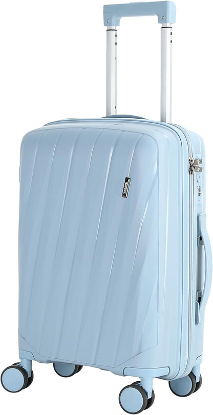 20 In Carry On Luggage with TSA Lock, 22x14x9 Airline Approved Hardside Suitcase, Lightweight PP Travel Luggage with 360° Silent Spinner Wheels, Anti-Burst Zipper for Business (Rose Chevron)
