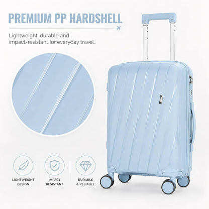 20 In Carry On Luggage with TSA Lock, 22x14x9 Airline Approved Hardside Suitcase, Lightweight PP Travel Luggage with 360° Silent Spinner Wheels, Anti-Burst Zipper for Business (Rose Chevron)