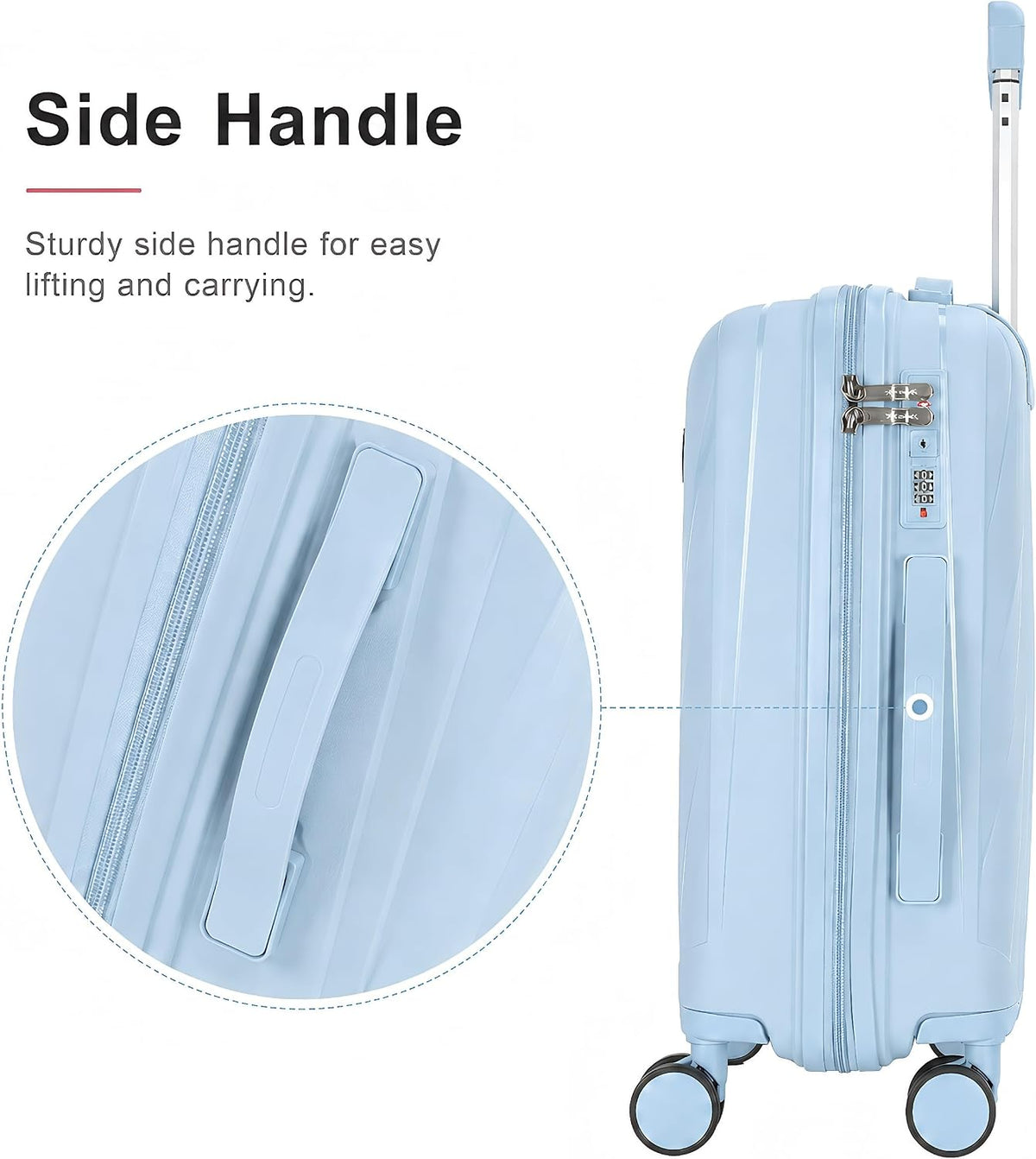 20 In Carry On Luggage with TSA Lock, 22x14x9 Airline Approved Hardside Suitcase, Lightweight PP Travel Luggage with 360° Silent Spinner Wheels, Anti-Burst Zipper for Business (Rose Chevron)
