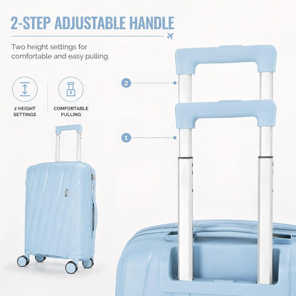 20 In Carry On Luggage with TSA Lock, 22x14x9 Airline Approved Hardside Suitcase, Lightweight PP Travel Luggage with 360° Silent Spinner Wheels, Anti-Burst Zipper for Business (Rose Chevron)