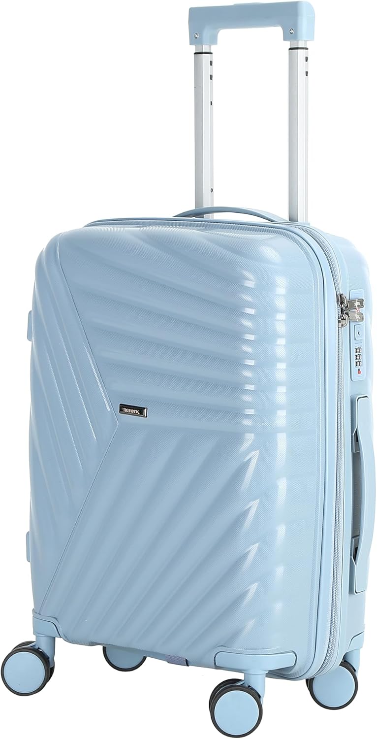 20 In Carry On Luggage with TSA Lock, 22x14x9 Airline Approved Hardside Suitcase, Lightweight PP Travel Luggage with 360° Silent Spinner Wheels, Anti-Burst Zipper for Business (Rose Chevron)