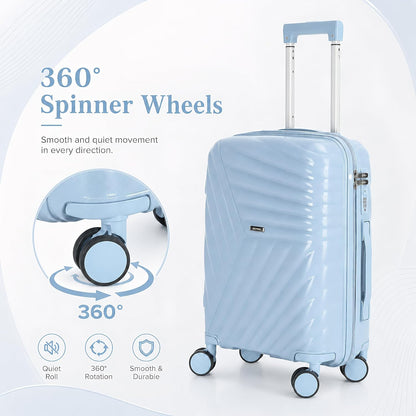 20 In Carry On Luggage with TSA Lock, 22x14x9 Airline Approved Hardside Suitcase, Lightweight PP Travel Luggage with 360° Silent Spinner Wheels, Anti-Burst Zipper for Business (Rose Chevron)