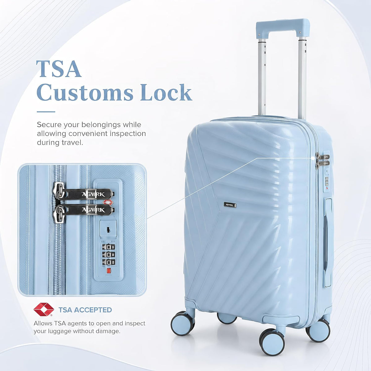 20 In Carry On Luggage with TSA Lock, 22x14x9 Airline Approved Hardside Suitcase, Lightweight PP Travel Luggage with 360° Silent Spinner Wheels, Anti-Burst Zipper for Business (Rose Chevron)
