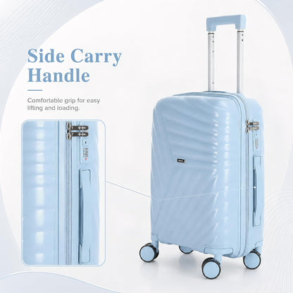 20 In Carry On Luggage with TSA Lock, 22x14x9 Airline Approved Hardside Suitcase, Lightweight PP Travel Luggage with 360° Silent Spinner Wheels, Anti-Burst Zipper for Business (Rose Chevron)