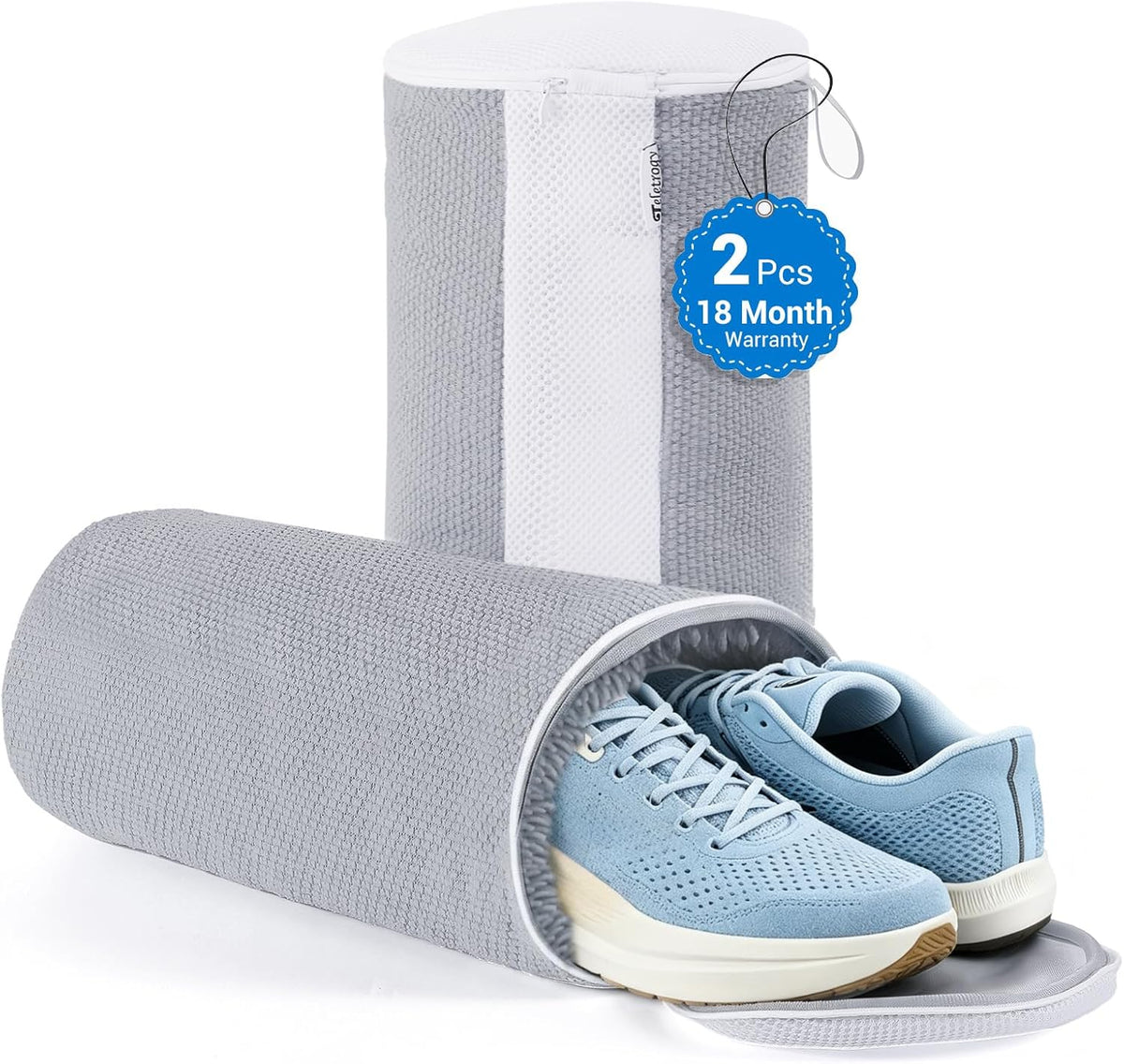 2Pcs Shoe Washing Machine Bags, Laundry Shoes Bag for Washer & Dryer, Reusable Shoe Cleaning Bag Fluffy Fiber Inside, Large Sneaker Tennis Laundry Bags for All Mudy Shoes, 7 x 13 Inches