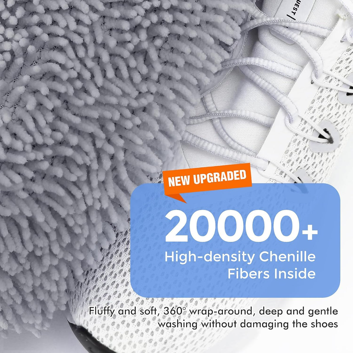 2Pcs Shoe Washing Machine Bags, Laundry Shoes Bag for Washer & Dryer, Reusable Shoe Cleaning Bag Fluffy Fiber Inside, Large Sneaker Tennis Laundry Bags for All Mudy Shoes, 7 x 13 Inches