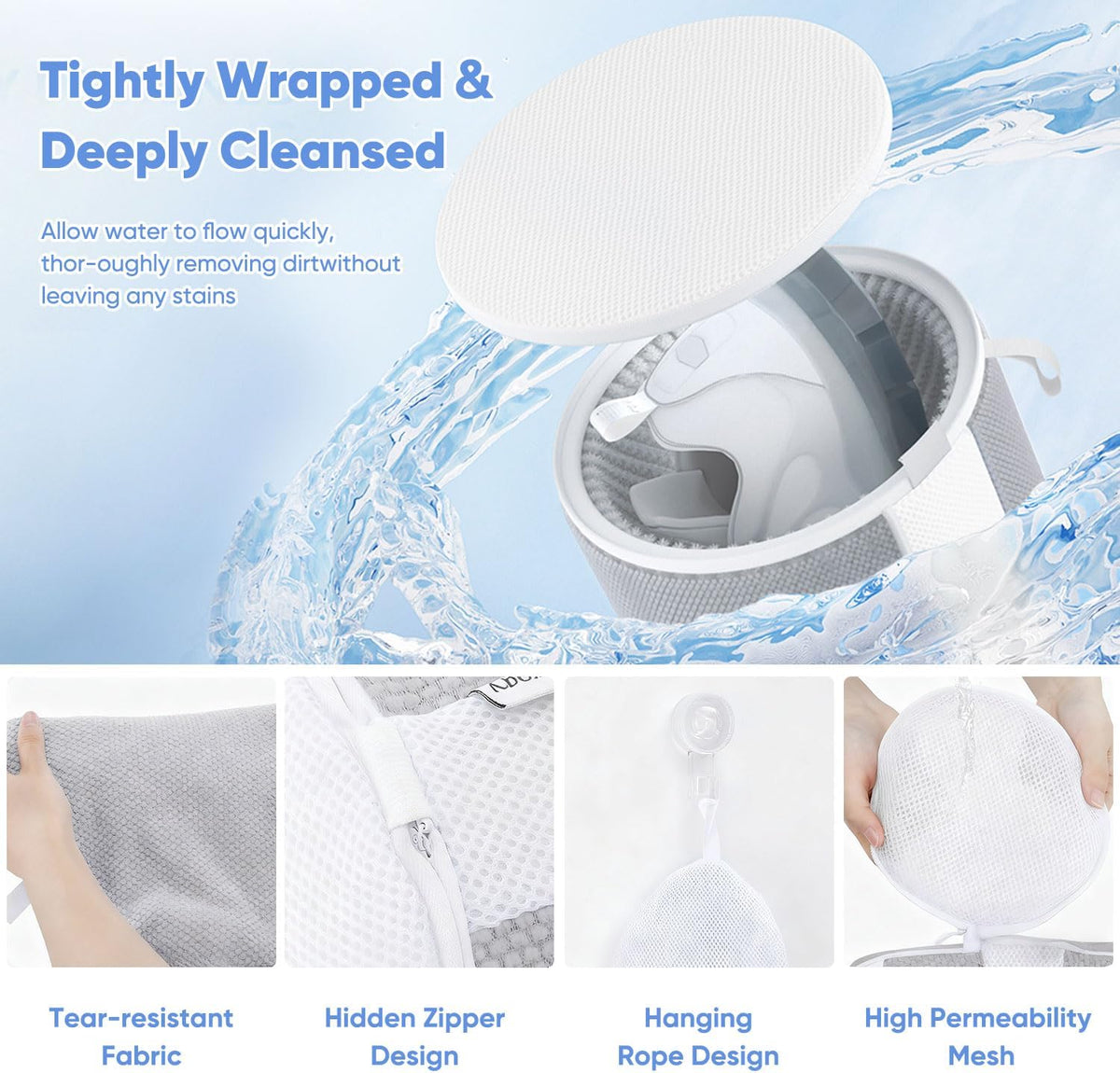 2Pcs Shoe Washing Machine Bags, Laundry Shoes Bag for Washer & Dryer, Reusable Shoe Cleaning Bag Fluffy Fiber Inside, Large Sneaker Tennis Laundry Bags for All Mudy Shoes, 7 x 13 Inches