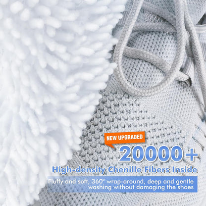 2Pcs Shoe Washing Machine Bags, Laundry Shoes Bag for Washer & Dryer, Reusable Shoe Cleaning Bag Fluffy Fiber Inside, Large Sneaker Tennis Laundry Bags for All Mudy Shoes, 7 x 13 Inches