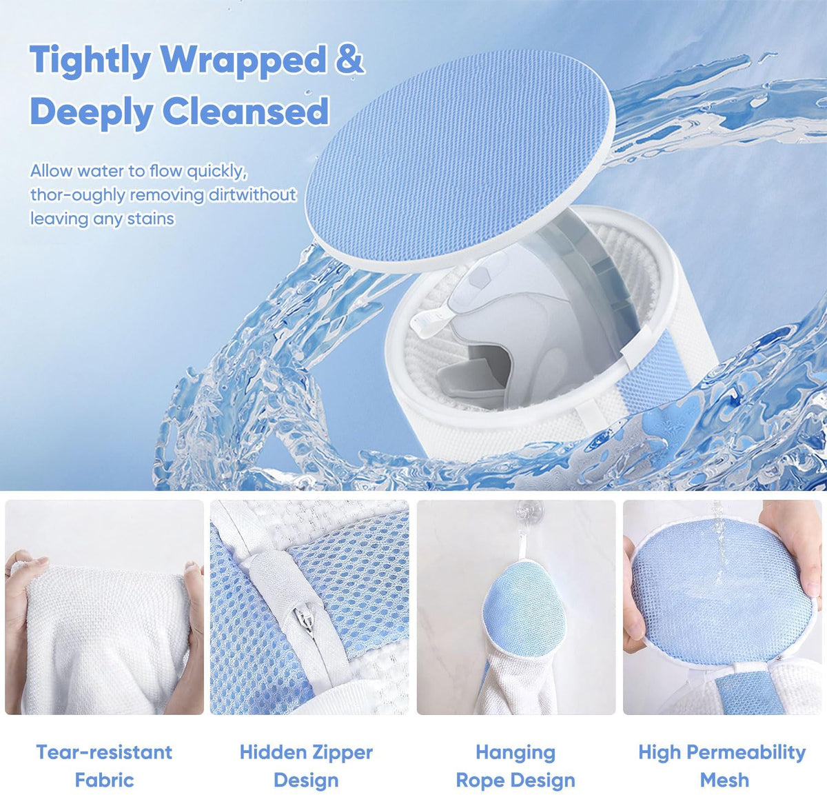 2Pcs Shoe Washing Machine Bags, Laundry Shoes Bag for Washer & Dryer, Reusable Shoe Cleaning Bag Fluffy Fiber Inside, Large Sneaker Tennis Laundry Bags for All Mudy Shoes, 7 x 13 Inches