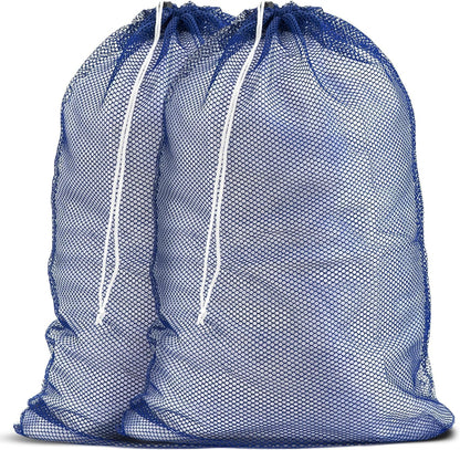 2 Pack Mesh Laundry Bags, 23 x 34 Inches Heavy Duty Mesh Laundry Bag, Large Laundry Drawstring Bag for College, Dorm, Travel, Family and Apartment Dwellers (white)