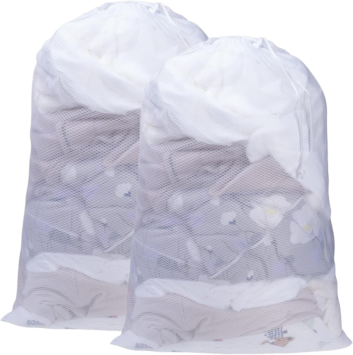 2 Pack Mesh Laundry Bags, 23 x 34 Inches Heavy Duty Mesh Laundry Bag, Large Laundry Drawstring Bag for College, Dorm, Travel, Family and Apartment Dwellers (white)