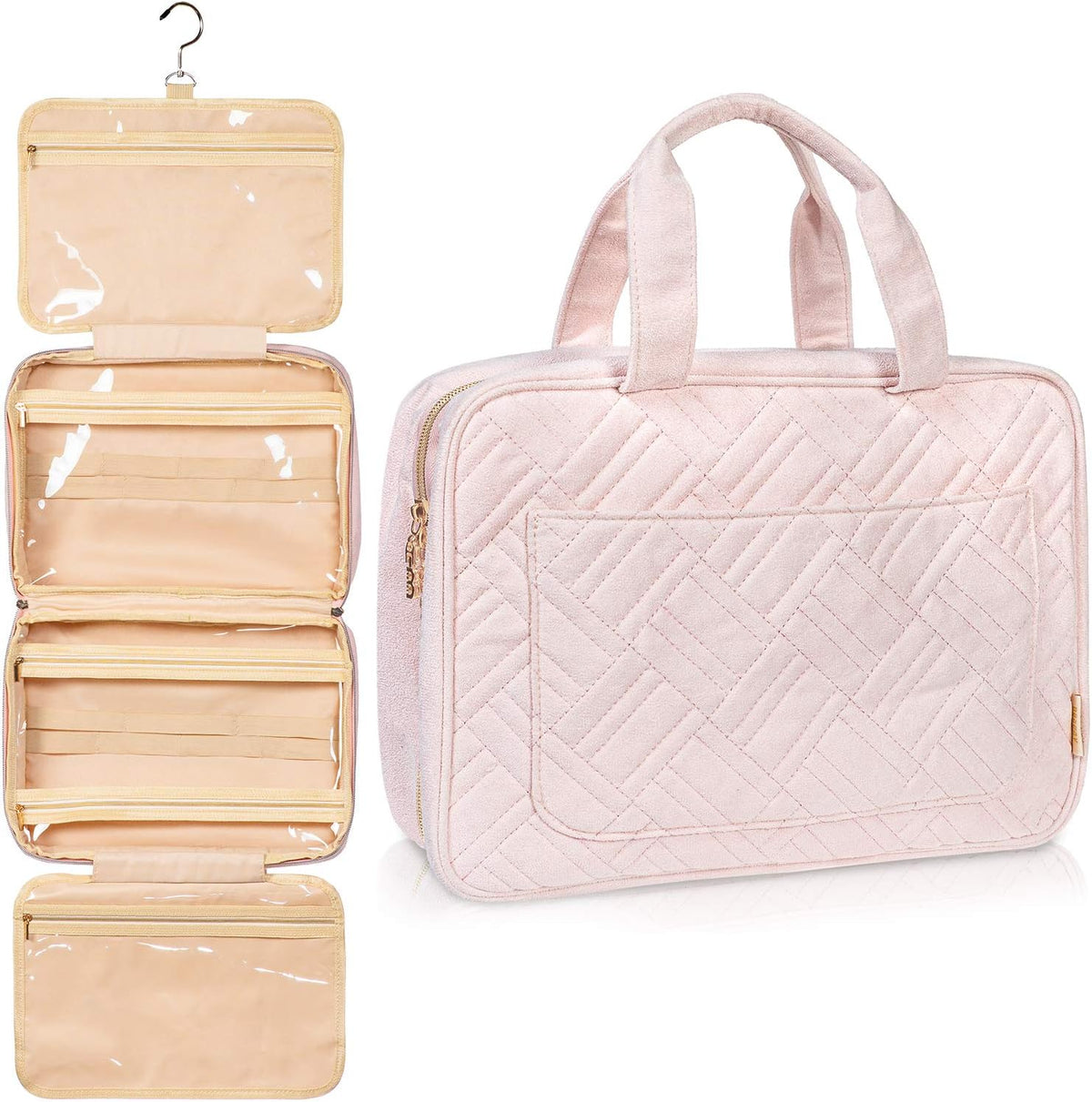 Hanging Travel Toiletry Bag for Women, Makeup Bag, Bathroom & Shower Organizer Kit for Accessories, Cosmetics, Travel Essentials