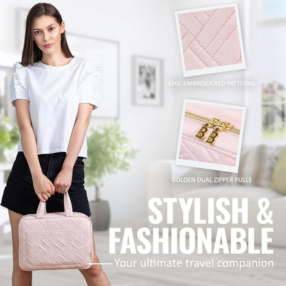 Hanging Travel Toiletry Bag for Women, Makeup Bag, Bathroom & Shower Organizer Kit for Accessories, Cosmetics, Travel Essentials