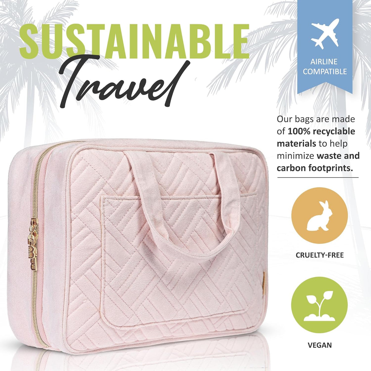 Hanging Travel Toiletry Bag for Women, Makeup Bag, Bathroom & Shower Organizer Kit for Accessories, Cosmetics, Travel Essentials
