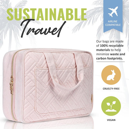 Hanging Travel Toiletry Bag for Women, Makeup Bag, Bathroom & Shower Organizer Kit for Accessories, Cosmetics, Travel Essentials