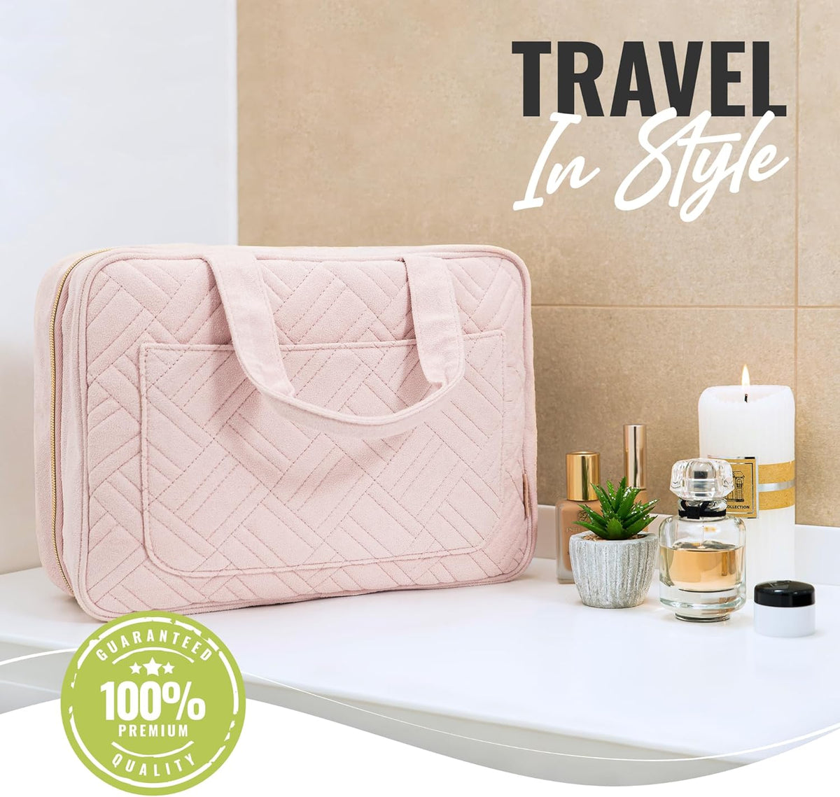 Hanging Travel Toiletry Bag for Women, Makeup Bag, Bathroom & Shower Organizer Kit for Accessories, Cosmetics, Travel Essentials
