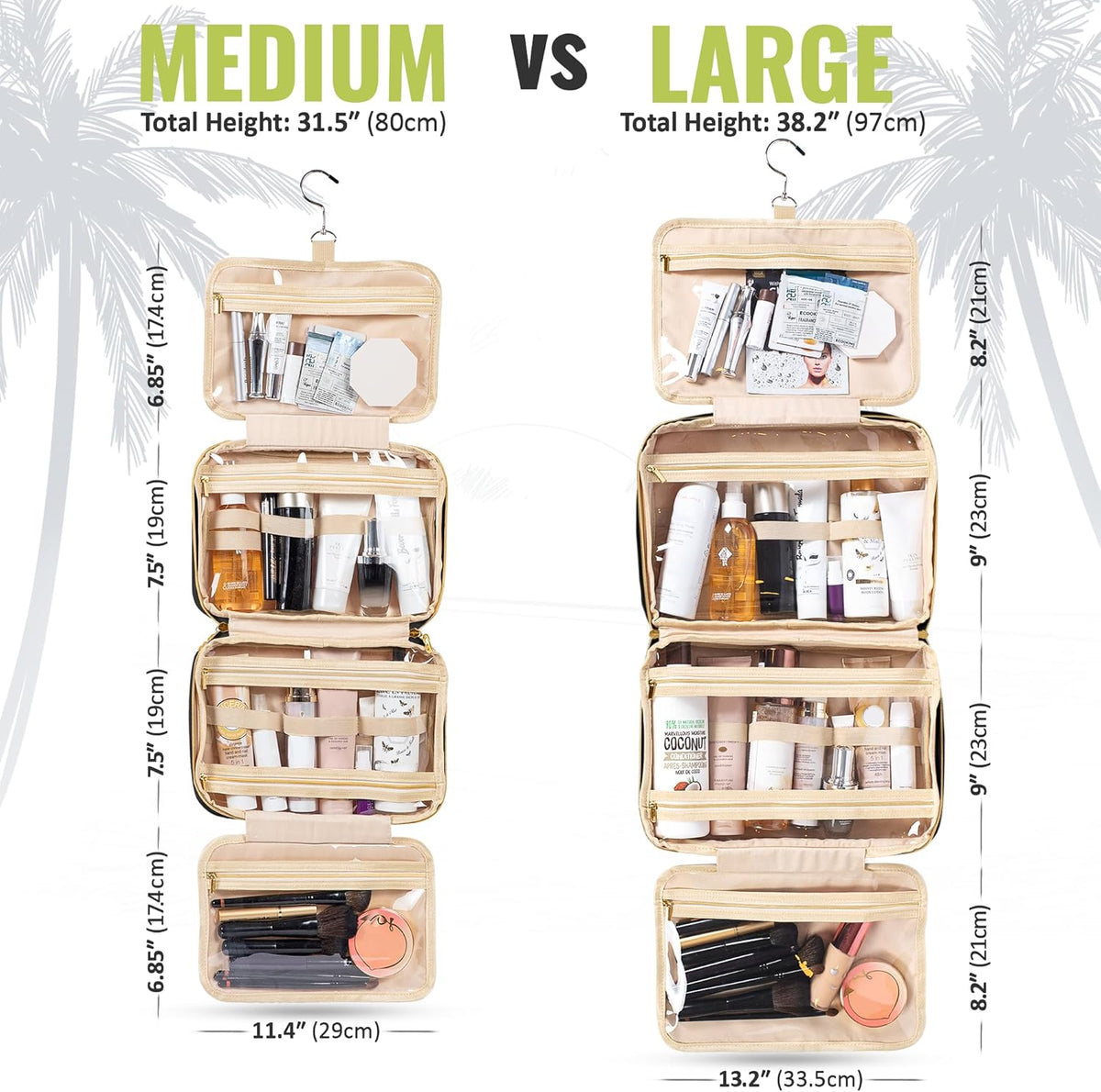 Hanging Travel Toiletry Bag for Women, Makeup Bag, Bathroom & Shower Organizer Kit for Accessories, Cosmetics, Travel Essentials