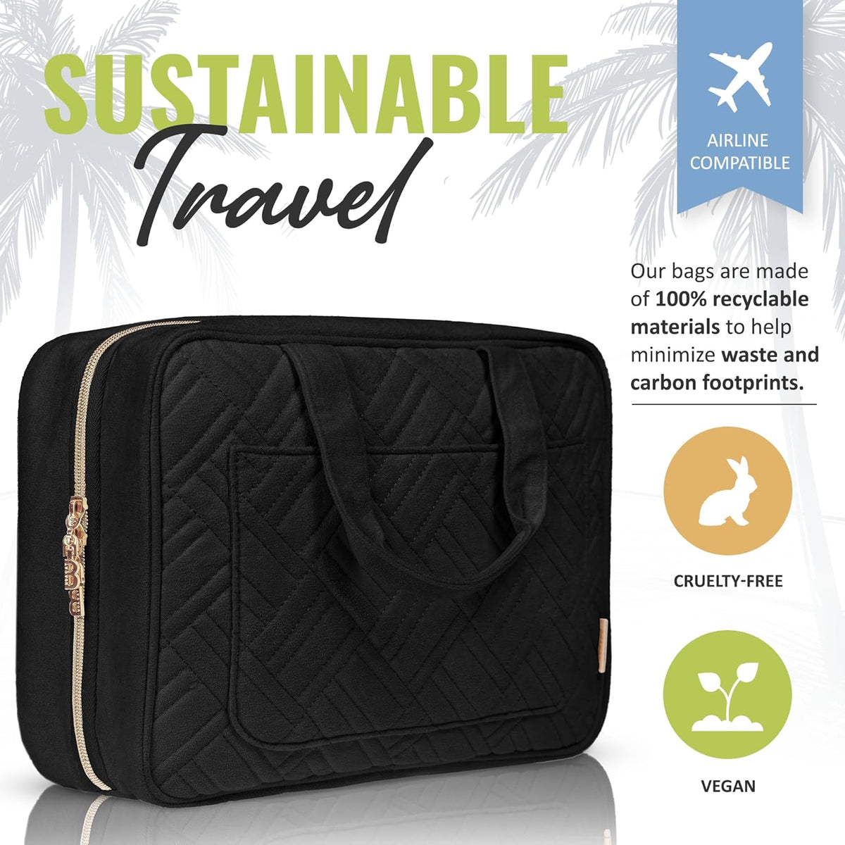 Hanging Travel Toiletry Bag for Women, Makeup Bag, Bathroom & Shower Organizer Kit for Accessories, Cosmetics, Travel Essentials