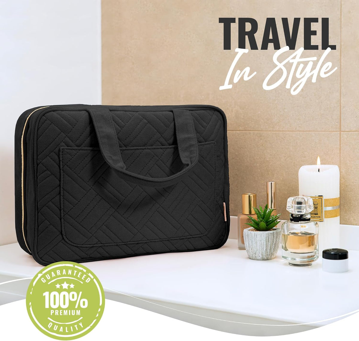 Hanging Travel Toiletry Bag for Women, Makeup Bag, Bathroom & Shower Organizer Kit for Accessories, Cosmetics, Travel Essentials