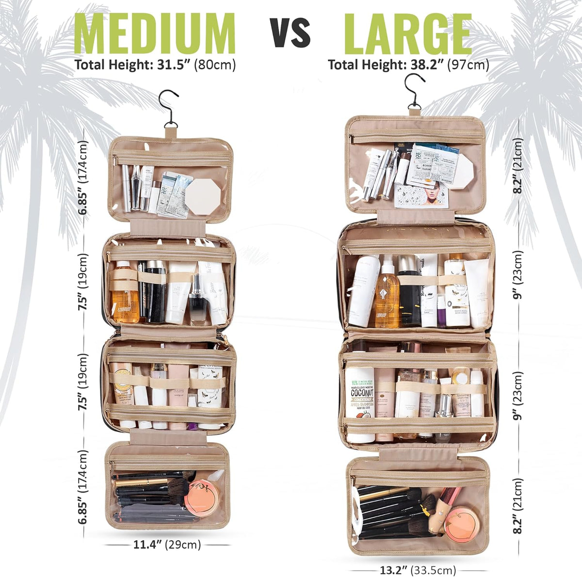 Hanging Travel Toiletry Bag for Women, Makeup Bag, Bathroom & Shower Organizer Kit for Accessories, Cosmetics, Travel Essentials