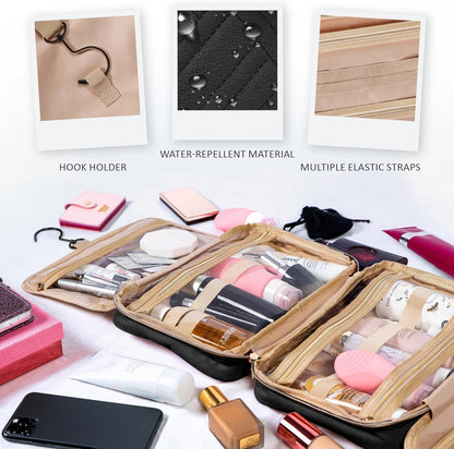 Hanging Travel Toiletry Bag for Women, Makeup Bag, Bathroom & Shower Organizer Kit for Accessories, Cosmetics, Travel Essentials