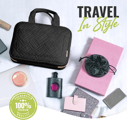Hanging Travel Toiletry Bag for Women, Makeup Bag, Bathroom & Shower Organizer Kit for Accessories, Cosmetics, Travel Essentials